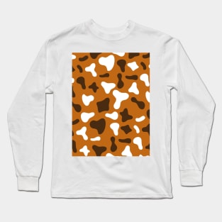 Caramel Chocolate white Cow Print Pattern Long Sleeve T-Shirt